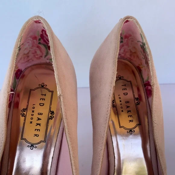 Ted Baker London Gewell Pink Suede Bow Heel Pumps Size 9 - Picture 8 of 15